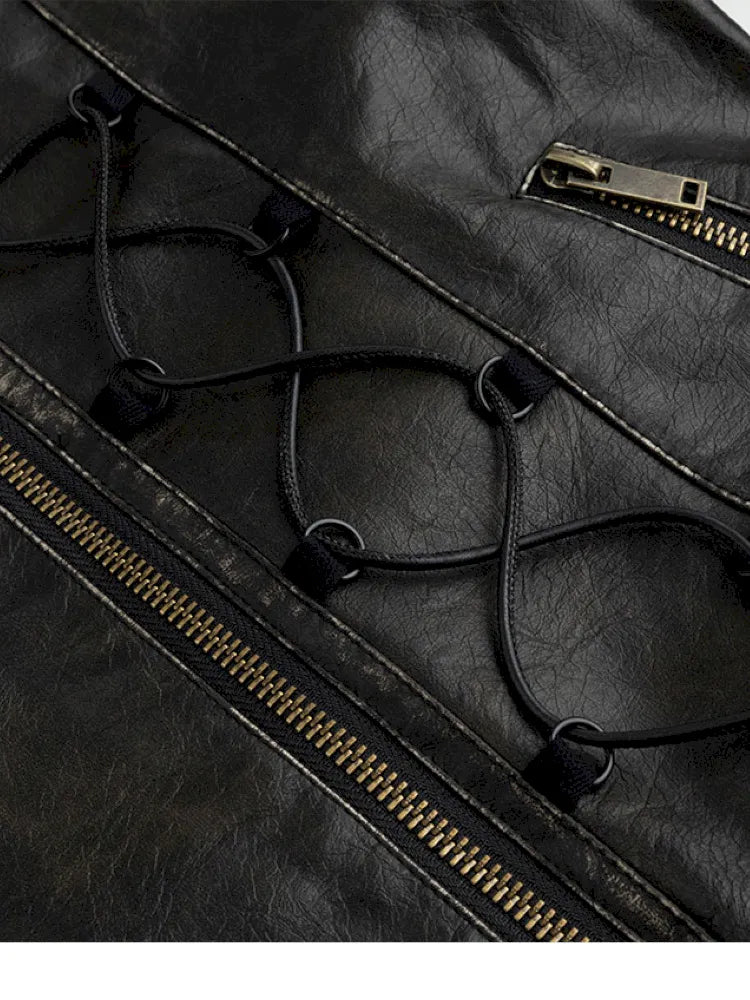 Strappy Slim-Fit Diagonal Zipper Coat【s0000013957】