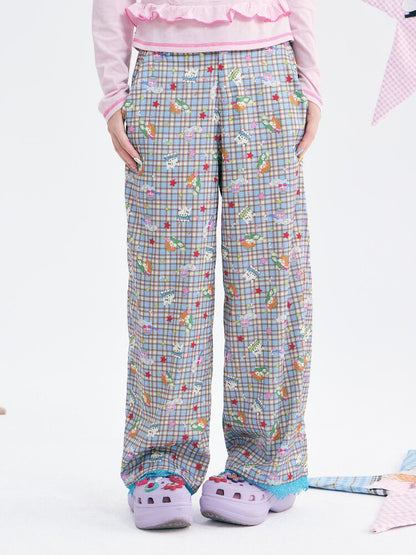 Plaid Low-Rise Lace Apron Pants【s0000018367】