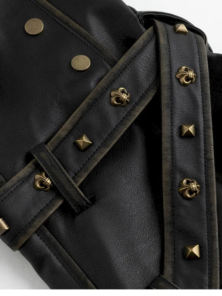 Faded Button Leather Leg Covers【s0000013963】