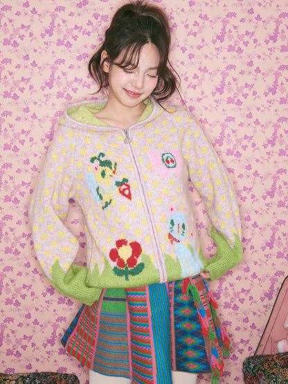 Color Knit Tassel Pleated Skirt【s0000015028】