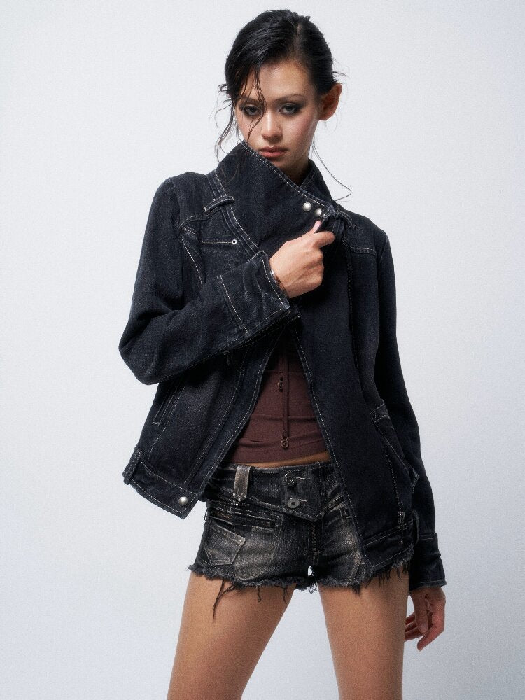 Washed Distressed Raw Denim Shorts【s0000016292】