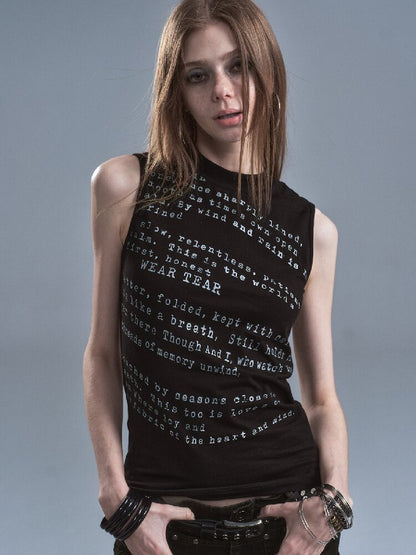 Broken Letter Slim Sleeveless Vest【s0000016899】