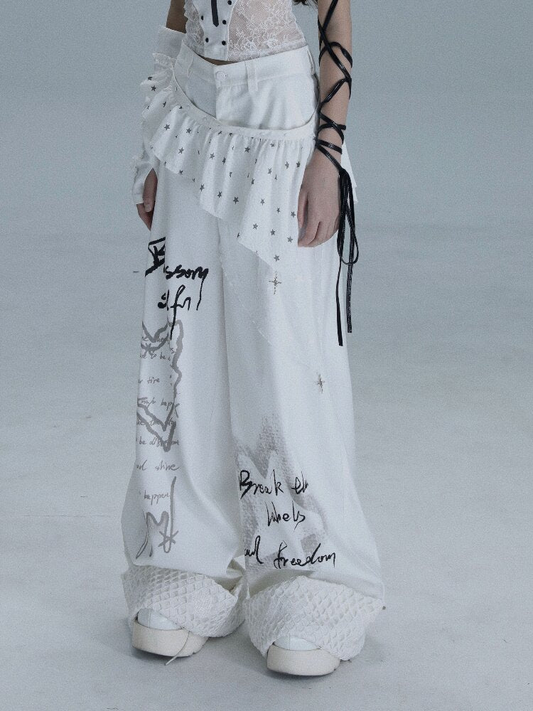 Printed Niche Wide Leg Slacks【s0000016723】