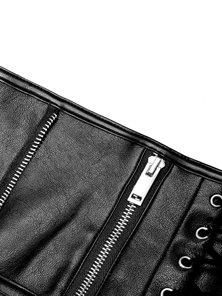 Zip Strap Stretch Leather Bra【s0000019102】