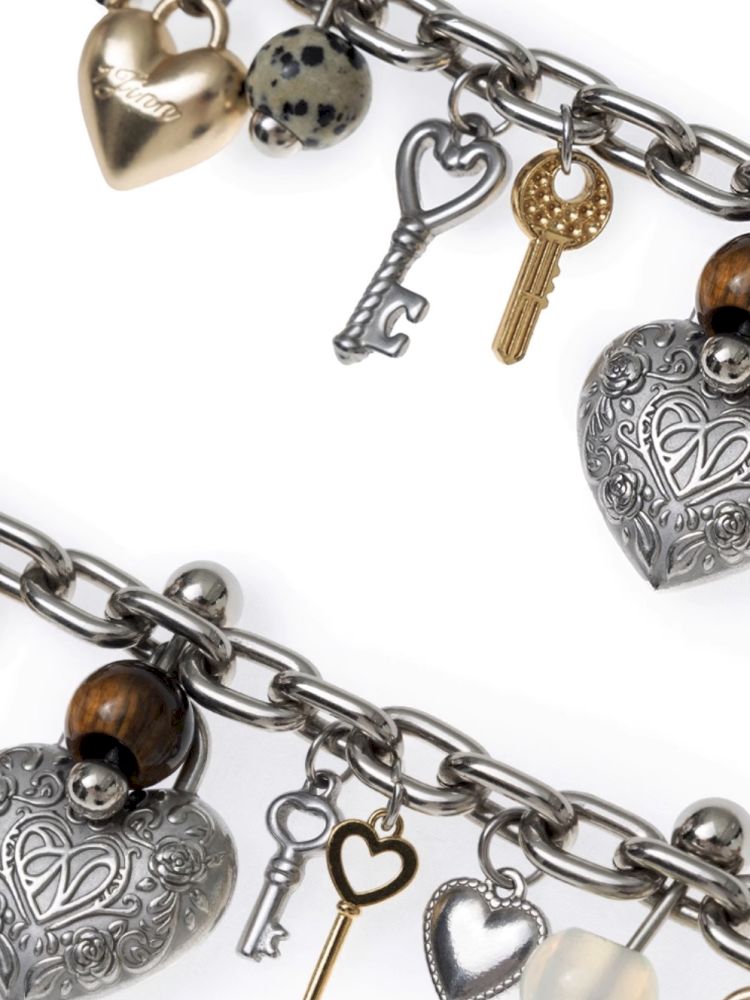 Stone metal heart short necklace【s0000012410】