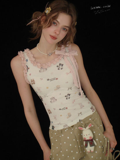 Printed Wood Ear Slim Camisole【s0000016623】