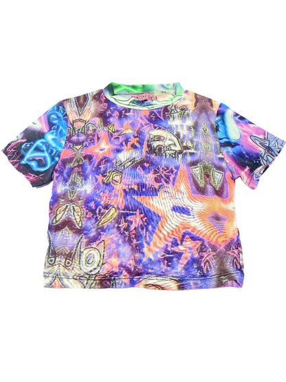 Y2K Subculture Mesh Print T Shirt【s0000017712】
