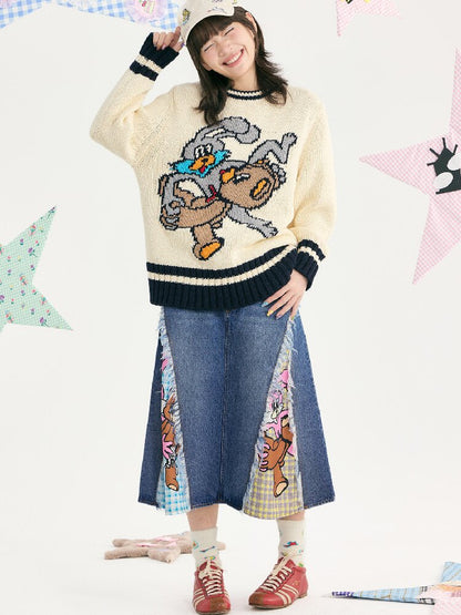 Denim Patchwork Tassel Frayed Plaid Skirt【s0000019253】