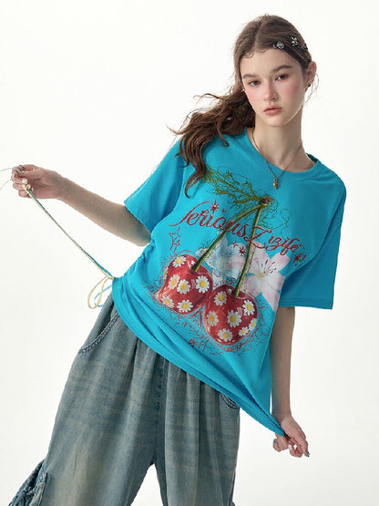 Daisy Cherry Vintage T Shirt【s0000017265】