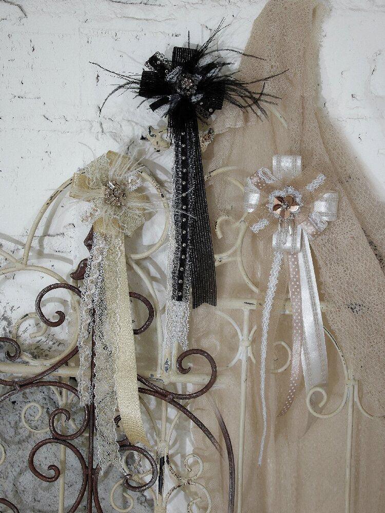 Court Lace Satin Ribbon Brooch【s0000017246】