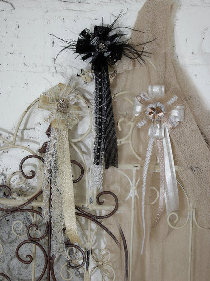 Court Lace Satin Ribbon Brooch【s0000017246】