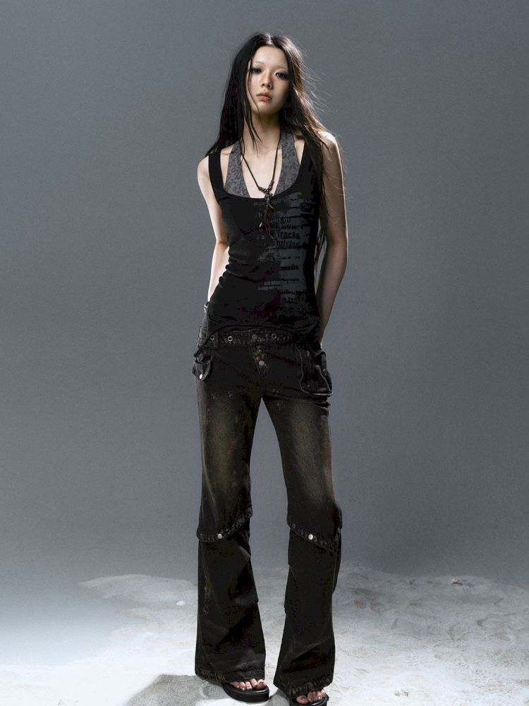 Overlay neck camisole undershirt【s0000012643】