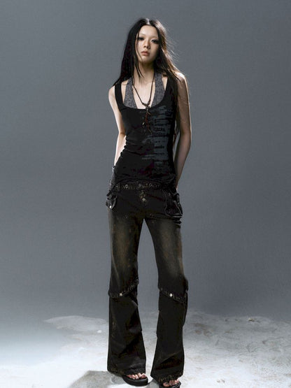 Overlay neck camisole undershirt【s0000012643】