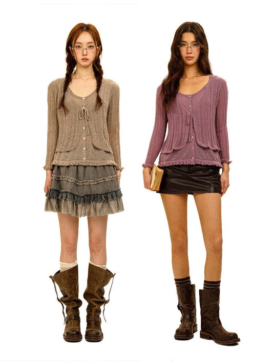 Hollow Twisted Knit Cardigan【s0000017932】