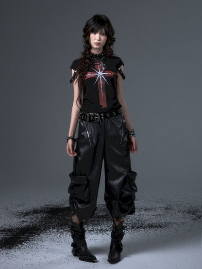 Punk Positive Shoulder Short Sleeve t-shirt【s0000012343】