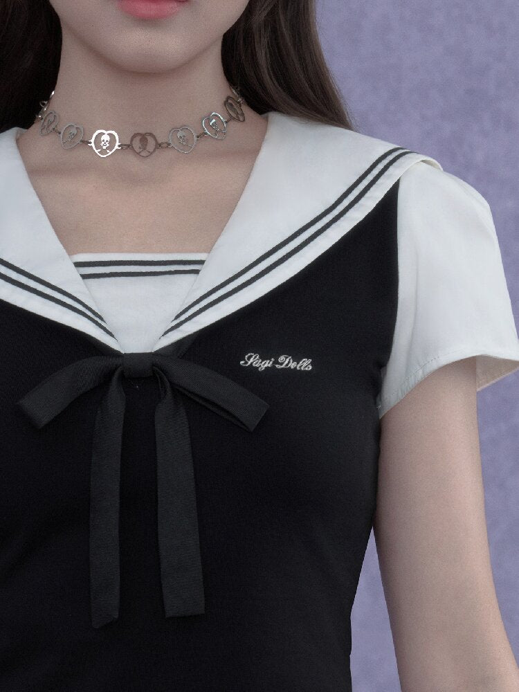 Sailor Collar Top Slimming Versatile【s0000017277】