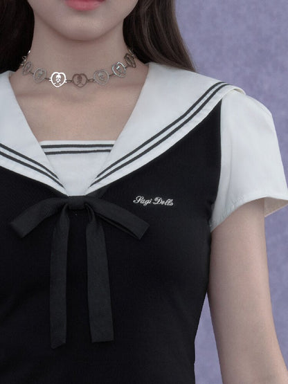 Sailor Collar Top Slimming Versatile【s0000017277】