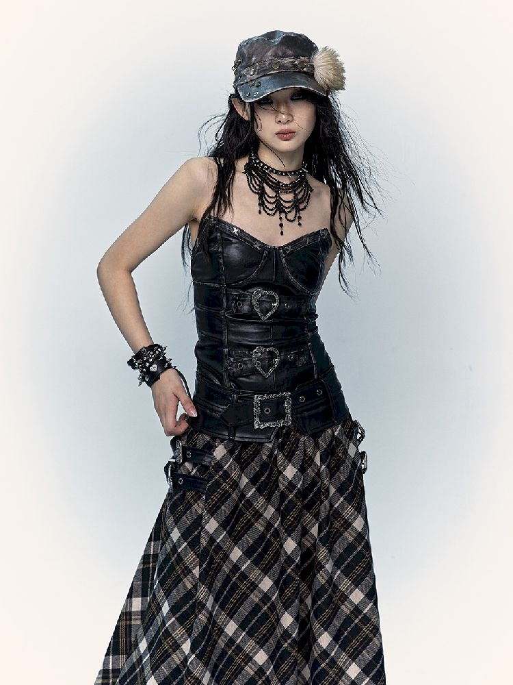 슬림 랩 짧은 가죽 가슴 판 [S0000011436]