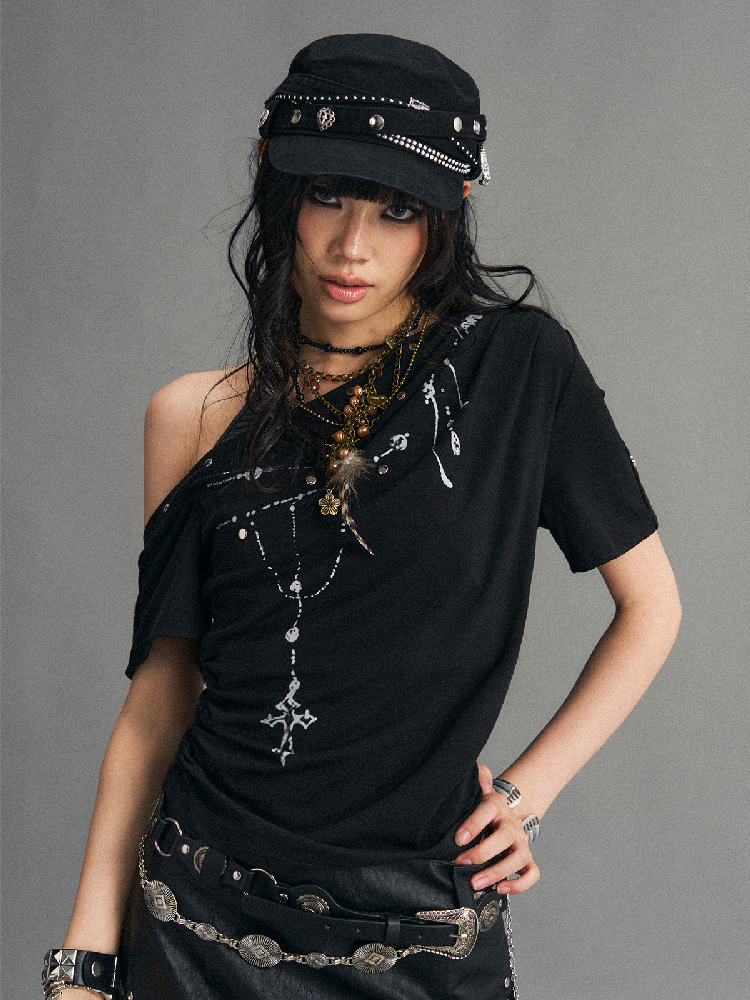 Street Punk Cross Halter T-Shirt【s0000017531】
