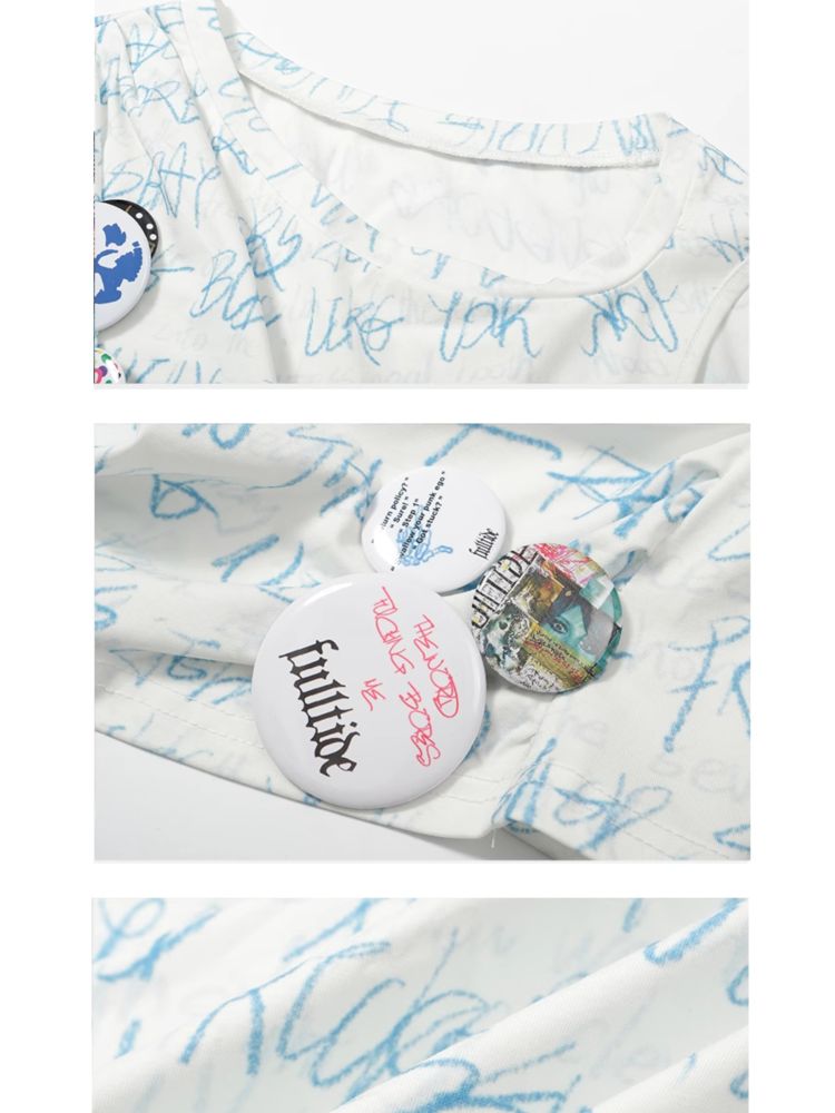 Letter Printed Pleated T-Shirt【s0000012415】
