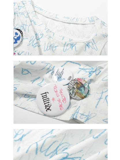 Letter Printed Pleated T-Shirt【s0000012415】