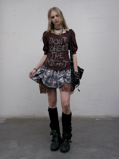 Bubble Sleeve Stretch Short Sleeve T-Shirt【s0000012617】