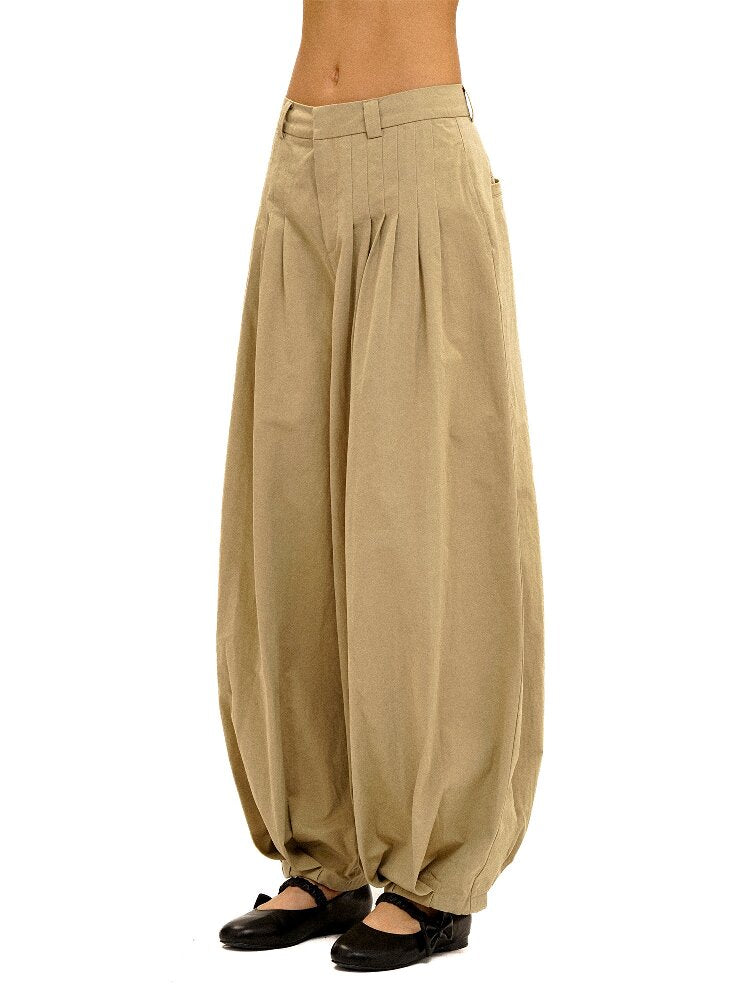 Cotton Pleated Casual Lantern Trousers【s0000016094】