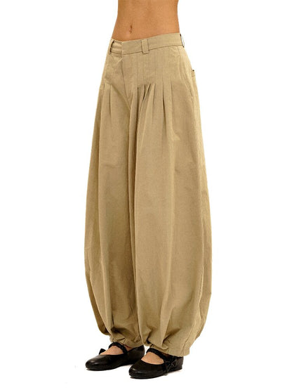 Cotton Pleated Casual Lantern Trousers【s0000016094】