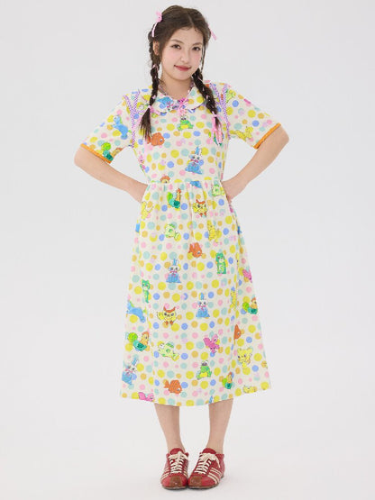 Polka Dot Animal Graffiti Dress【s0000016713】