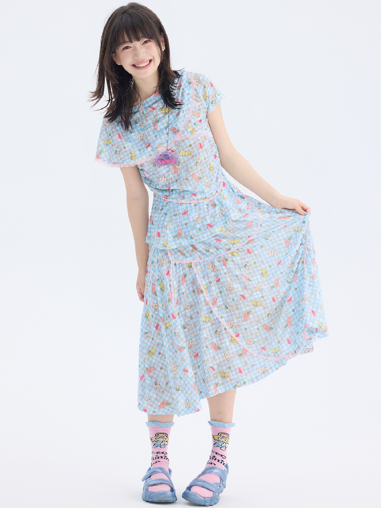 Bunny Lace Asymmetrical Skirt Set【s0000017690】
