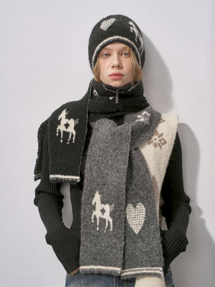 Love Pony Knitted Plush Hat Scarf【s0000015217】
