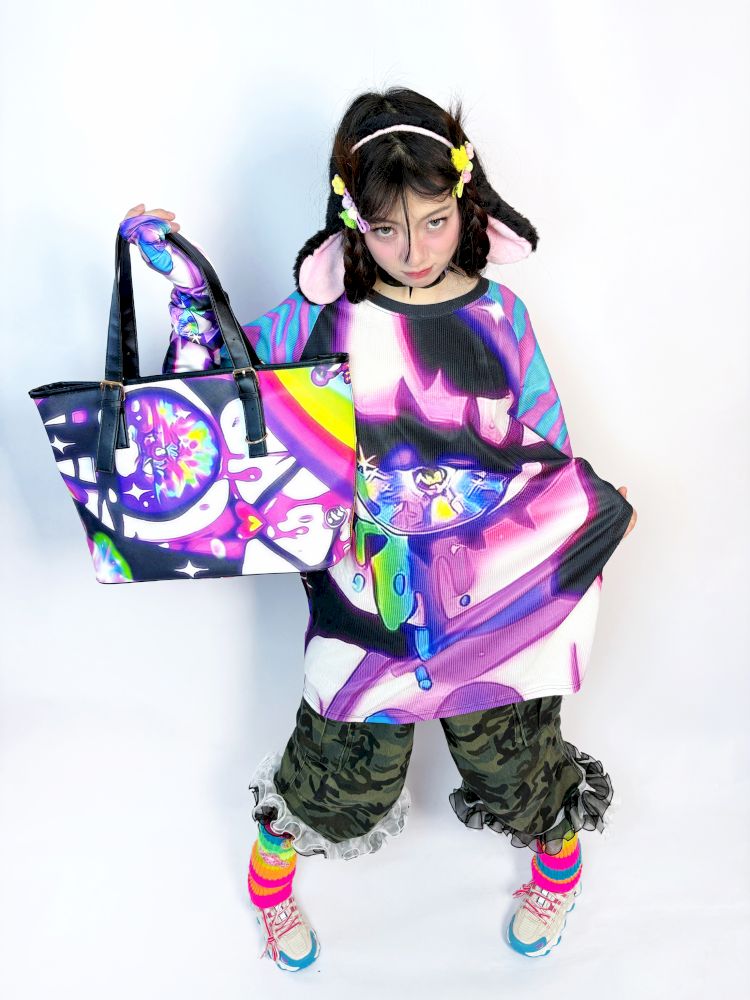Neon Eye Y2K Shoulder Tote Bag【s0000013731】