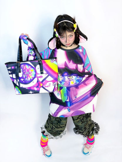 Neon Eye Y2K Shoulder Tote Bag【s0000013731】