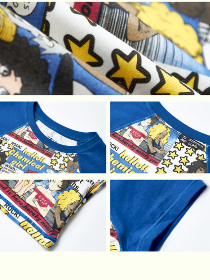 Manga Full Print Short Plunging Short Sleeve T-Shirt【s0000012433】