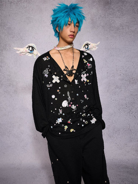Sticker Print Open Front Top【s0000018734】