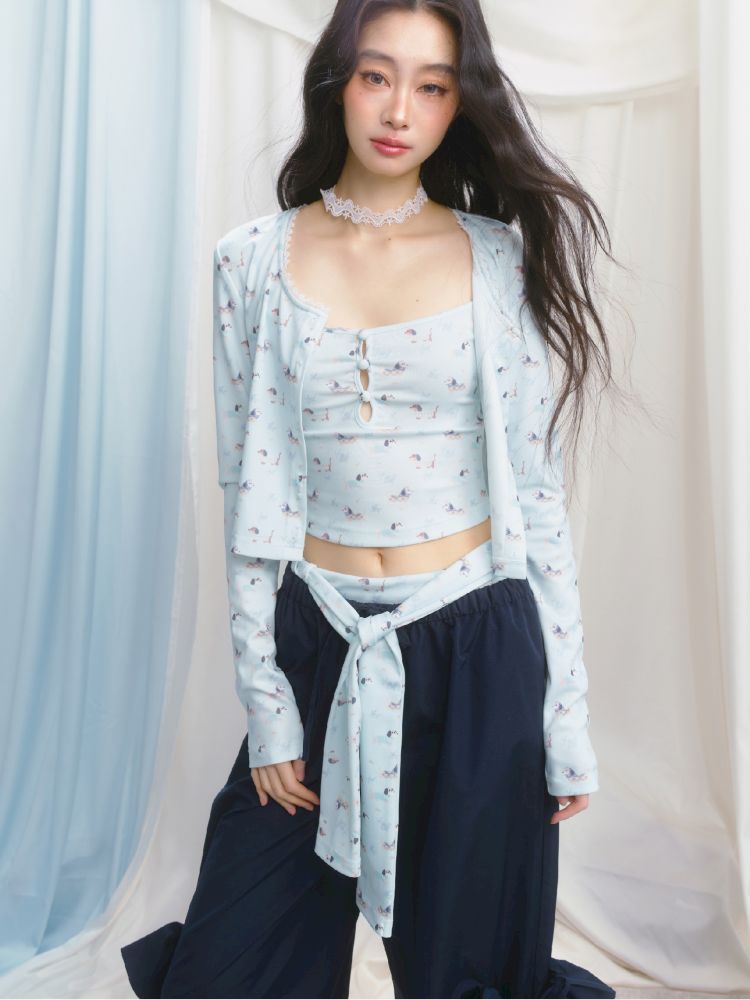 Printed Top Jacket Three Piece Set【s0000012159】