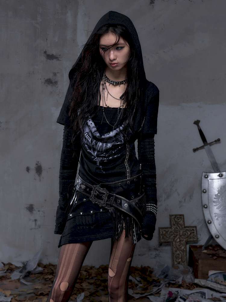 Patchwork long-sleeve layered dress【s0000014465】