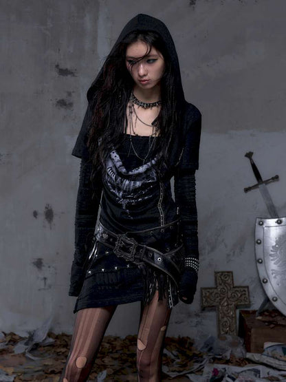 Patchwork long-sleeve layered dress【s0000014465】