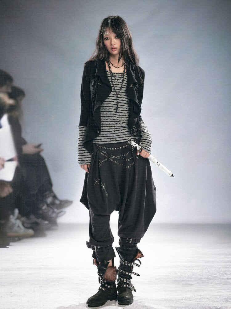 Layered Patchwork Striped Cardigan【s0000015451】