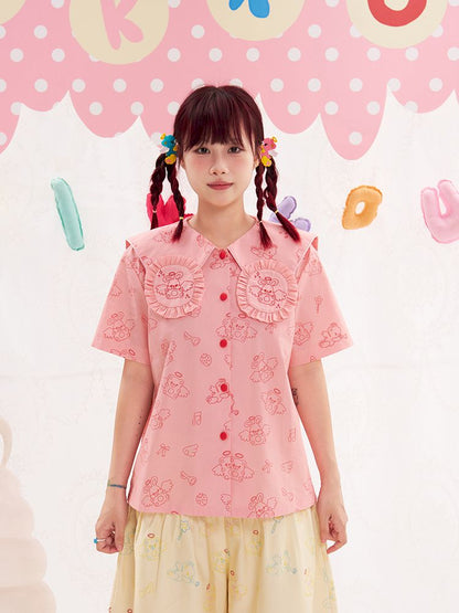 Animal Angel Bunny Collar Pink Shirt【s0000013190】