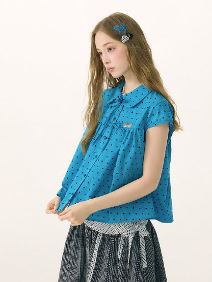 Doll Collar Bow Polka Dot Shirt【s0000016851】