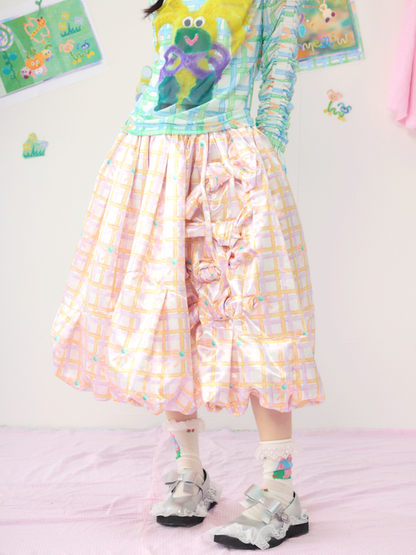 Colourful Printed Bow Large Silhouette Half Skirt【s0000009074】