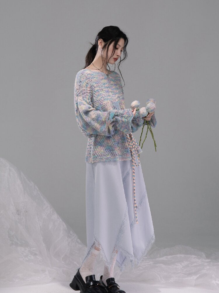 Flowing Shadow Gray Lace Skirt【s0000015734】