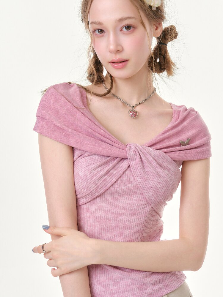 Flower Knot Butterfly Slim T-Shirt【s0000016605】