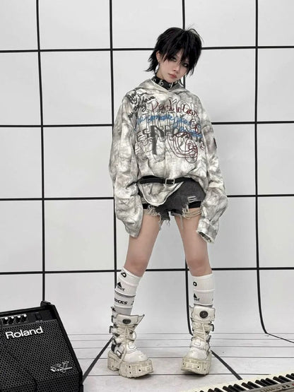 White Graffiti Hoodie【s0000011688】