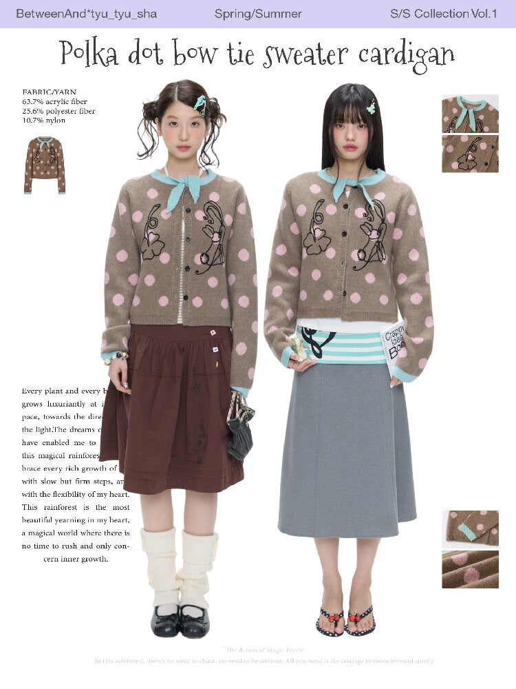 Contrasting Bow Polka Dot Sweater【s0000016382】