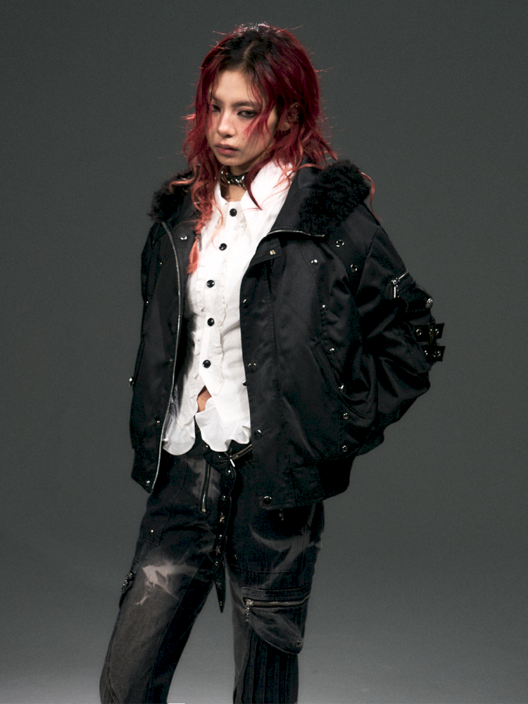 Hooded Fur Loose Bomber Jacket【s0000015096】