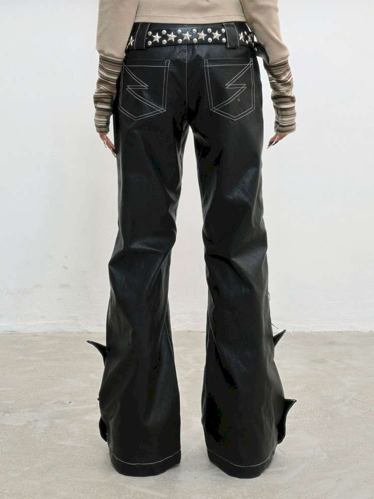 Strap Double Waist Leather Pants【s0000014834】