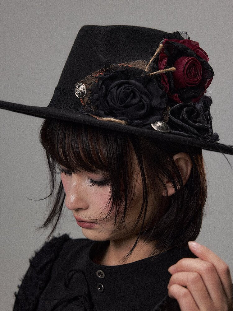 Dark Palace Vintage Lace Top Hat【s0000018490】
