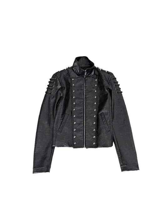 Stand Collar Riveted Leather Jacket【s0000019107】